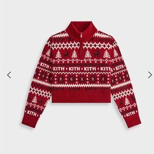 Kith Red and White Fair Isle Sweater